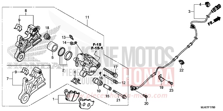 HINTERRAD-BREMSSATTEL von CB500F LEMON ICE YELLOW (Y196) von 2016