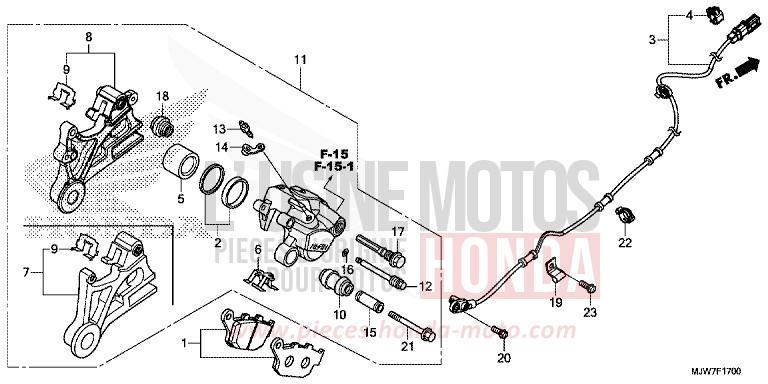 HINTERRAD-BREMSSATTEL von CB500F MAT GUNPOWDER BLACK METALLIC (NH436) von 2016
