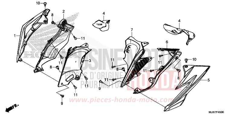CARENAGE MILIEU von CB500F PEARL METALLOID WHITE (NHA96) von 2016