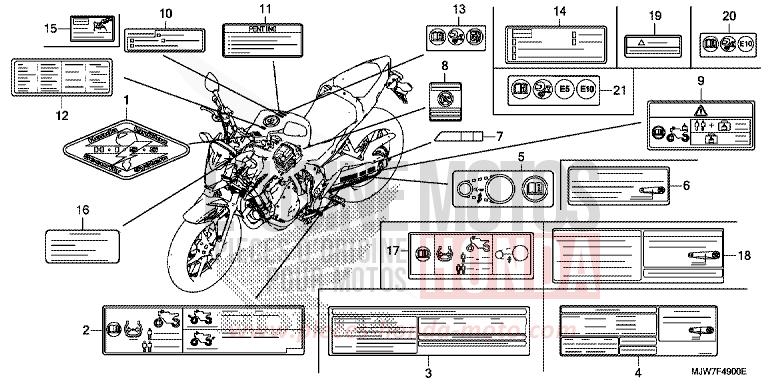 WARNETIKETT von CB500F PEARL METALLOID WHITE (NHA96) von 2017