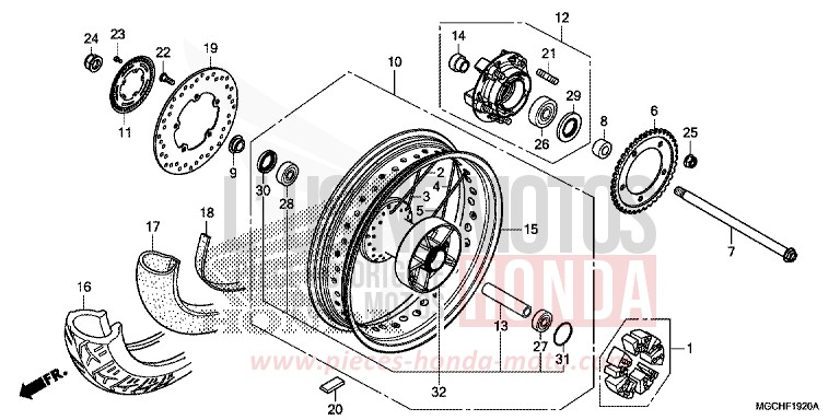 HINTERRAD (CB1100CA/CAD) von CB1100 CANDY PROMINENCE RED (R342) von 2017