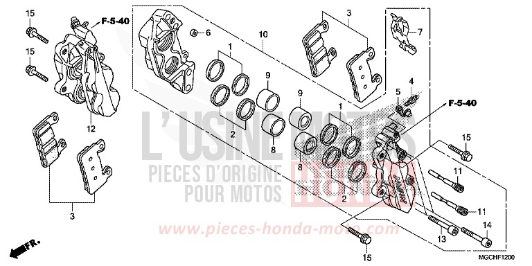 VORDERRAD-BREMSSATTEL (CB1100CA/CAD/TA/TAD) von CB1100 PEARL SHINING YELLOW (Y124) von 2017