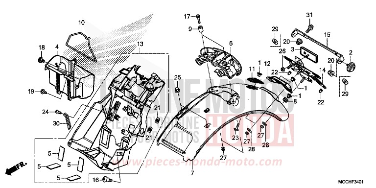 KOTFLUEGEL, HINTEN (CB1100CA/CAD/NA/NAD) von CB1100 PEARL SHINING YELLOW (Y124) von 2017