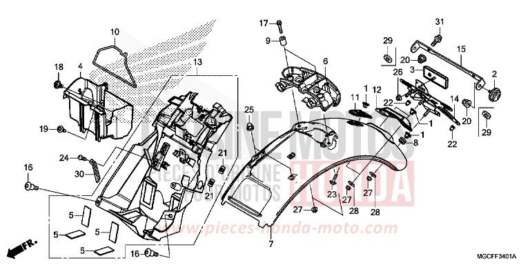 KOTFLUEGEL, HINTEN (CB1100CA/NA/NAD) von CB1100 CANDY CHROMOSPHERE RED (R381) von 2019
