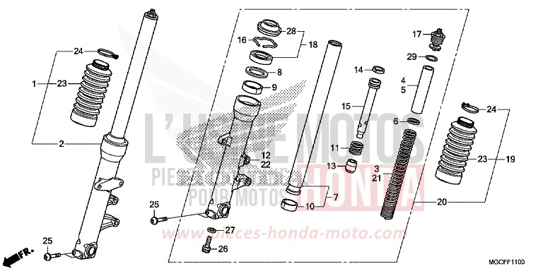 GABEL, VORNE (CB1100CA/TAD) von CB1100 PEARL HAWKSEYE BLUE (PB409) von 2019