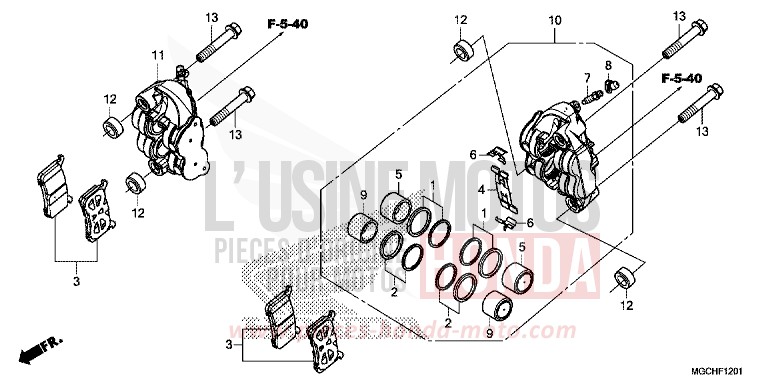 VORDERRAD-BREMSSATTEL (CB1100NA/NAD) von CB1100 CANDY PROMINENCE RED (R342) von 2017