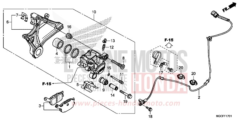 HINTERRAD-BREMSSATTEL (CB1100NA/NAD) von CB1100 DARKNESS BLACK METALLIC (NH463) von 2019
