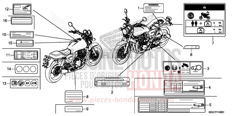 WARNETIKETT von CB1100 DARKNESS BLACK METALLIC (NH463) von 2019
