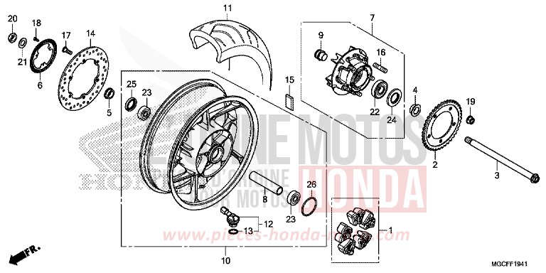 HINTERRAD (CB1100NA/NAD) von CB1100 PEARL HAWKSEYE BLUE (PB409) von 2019