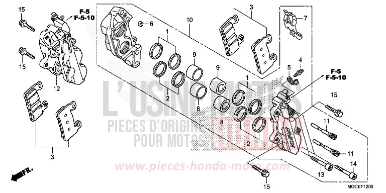 VORDERRAD-BREMSSATTEL von CB1100 PEARL SUNBEAM WHITE (NHA66) von 2014