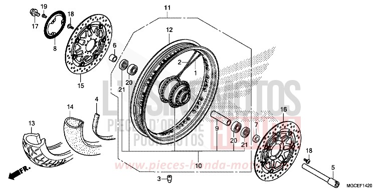 VORDERRAD (SPEICHE) von CB1100 PEARL SUNBEAM WHITE (NHA66) von 2014