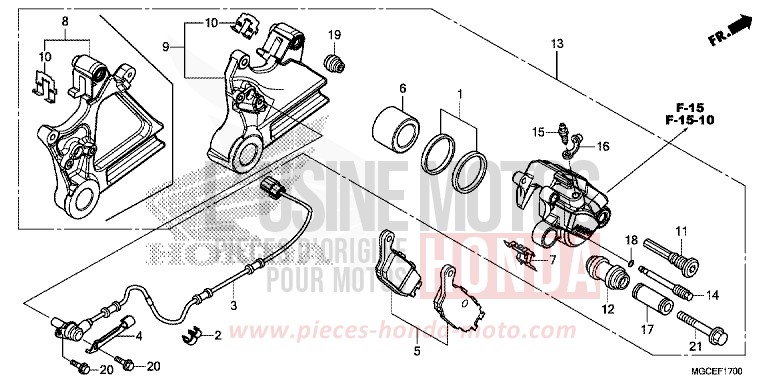 HINTERRAD-BREMSSATTEL von CB1100 PEARL SUNBEAM WHITE (NHA66) von 2014