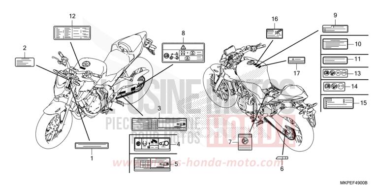 WARNETIKETT von CB500F GRAND PRIX RED (R380) von 2019