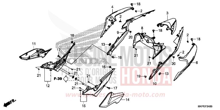 SEITENABDECKUNG/WINDLAUF, HINTEN von CB500F MAT GUNPOWDER BLACK METALLIC (NH436) von 2019