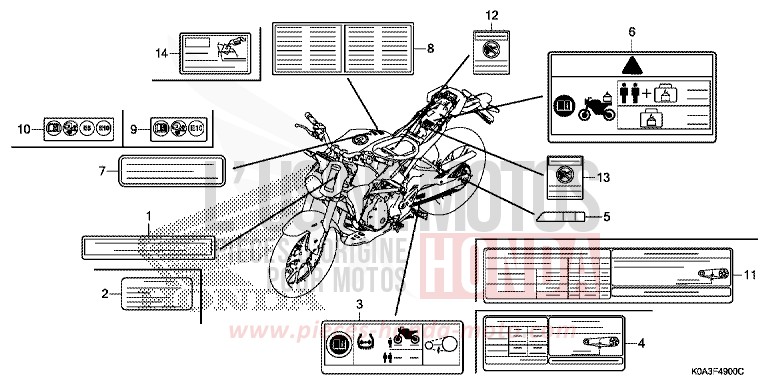 WARNETIKETT von CB300R MAT AXIS GRAY METALLIC (NH303) von 2018