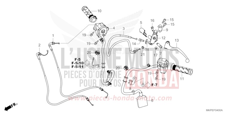 HEBELGRIFF/SCHALTER/KABEL von CB500F PEARL DUSK YELLOW (Y238) von 2022