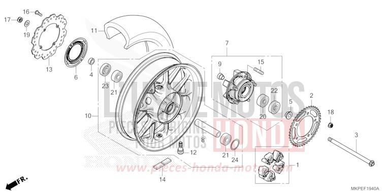 HINTERRAD von CB500F PEARL DUSK YELLOW (Y238) von 2022