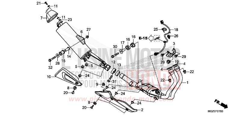 ABGAS-SCHALLDAEMPFER von CB500F MAT GUNPOWDER BLACK METALLIC (NH436X) von 2015