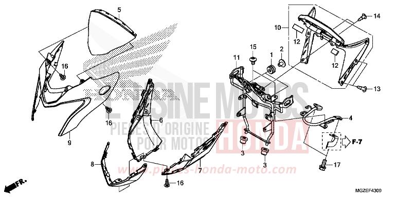 WINDLAUF, VORNE von CB500F MAT GUNPOWDER BLACK METALLIC (NH436X) von 2015