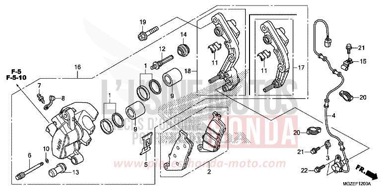 VORDERRAD-BREMSSATTEL von CB500F ROSS WHITE (NH196K) von 2015