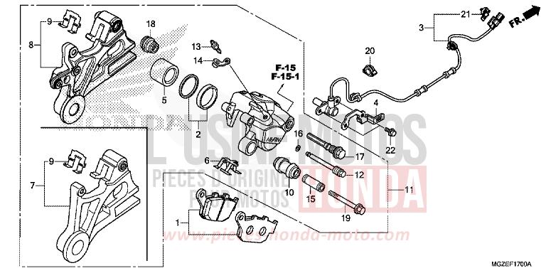 HINTERRAD-BREMSSATTEL von CB500F ROSS WHITE (NH196K) von 2015