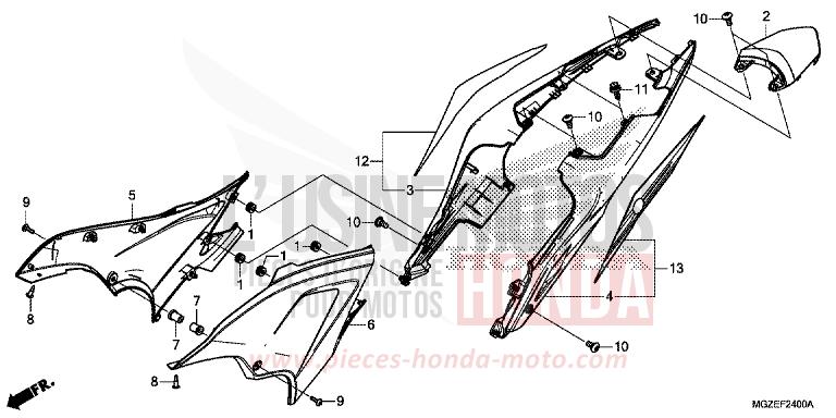 SEITENABDECKUNG/WINDLAUF, HINTEN von CB500F ROSS WHITE (NH196K) von 2015