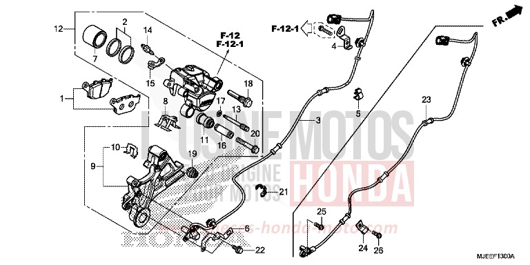 HINTERRAD-BREMSSATTEL von CB650F PEARL METALLOID WHITE (NHA96) von 2017