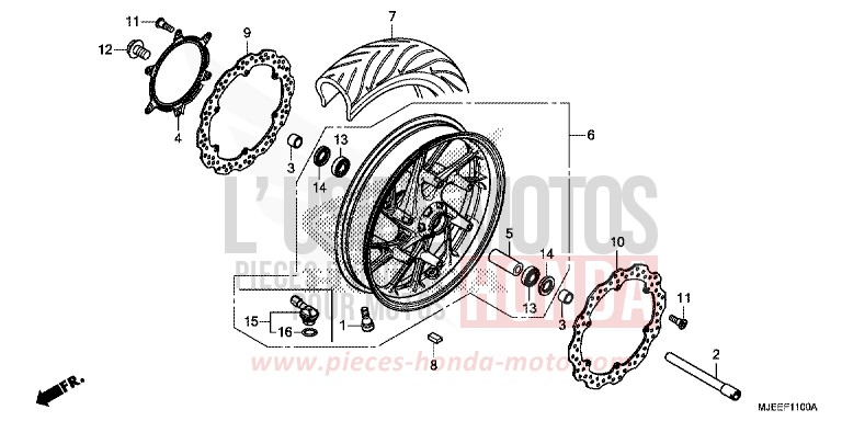 VORDERRAD von CB650F MAT GUNPOWDER BLACK METALLIC (NH436) von 2014