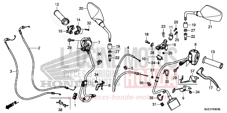 HEBELGRIFF/SCHALTER/KABEL/SPIEGEL von CB650F SWORD SILVER METALLIC (NHA95) von 2014