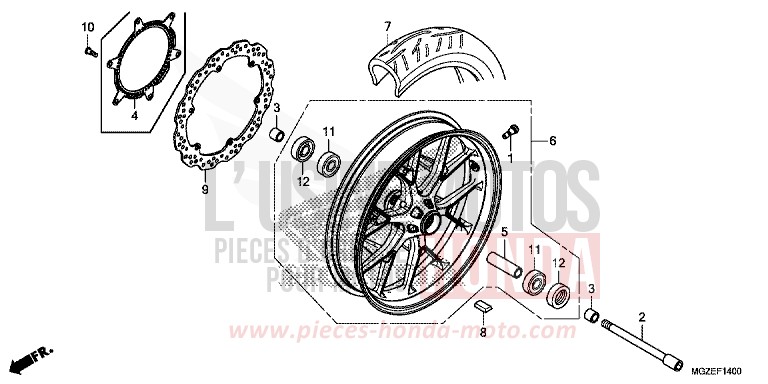 VORDERRAD von CB500F PEARL HIMALAYAS WHITE (NHA87) von 2013