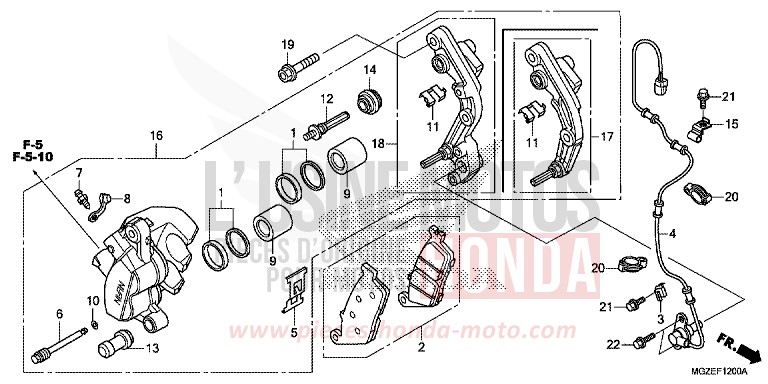 VORDERRAD-BREMSSATTEL von CB500F CANDY RUBY RED (R4) von 2013