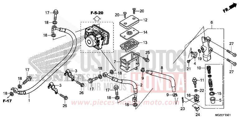 REAR BRAKE MASTER CYLINDER (ABS) von CB500F CANDY RUBY RED (R4) von 2013
