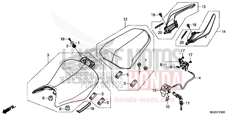SITZ/HINTERER GRIFF von CB500F CANDY RUBY RED (R4) von 2013