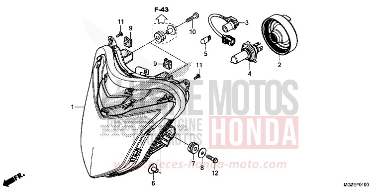SCHEINWERFER von CB500F GRAPHITE BLACK (NHB01) von 2013