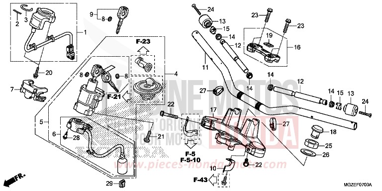 ROHRGRIFF/OBERE BRUECKE von CB500F GRAPHITE BLACK (NHB01) von 2013