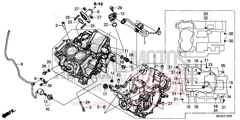 KURBELGEHAEUSE von CB500F CANDY RUBY RED (R4) von 2014