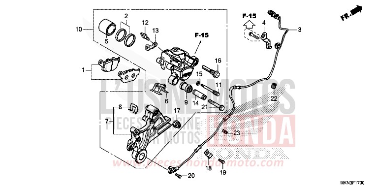 HINTERRAD-BREMSSATTEL von CB650R MAT JEANS BLUE MATALLIC (PB417) von 2019