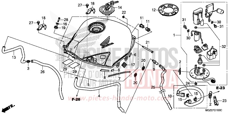 KRAFTSTOFFTANK/KRAFTSTOFFPUMPE von CB500F CANDY RUBY RED (R4) von 2014