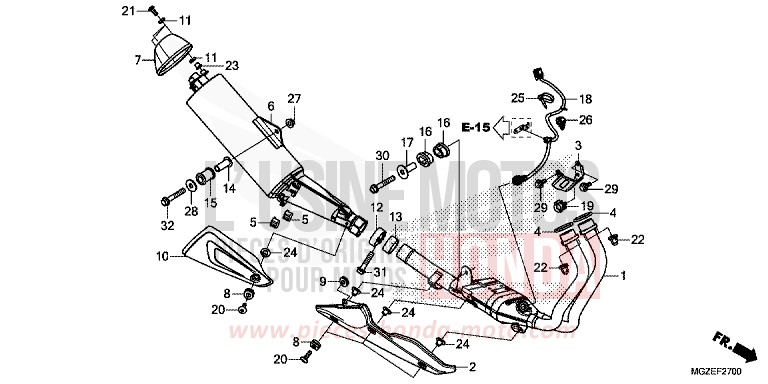ABGAS-SCHALLDAEMPFER von CB500F CANDY RUBY RED (R4) von 2014