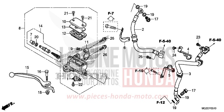 HAUPTBREMSZYLINDER, VORNE ZYLINDER (ABS) von CB500F GRAPHITE BLACK (NHB01) von 2014
