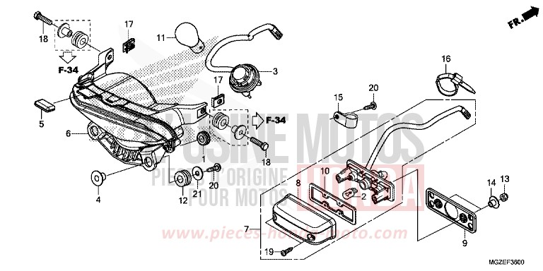 HECKLEUCHTE von CB500F GRAPHITE BLACK (NHB01) von 2014