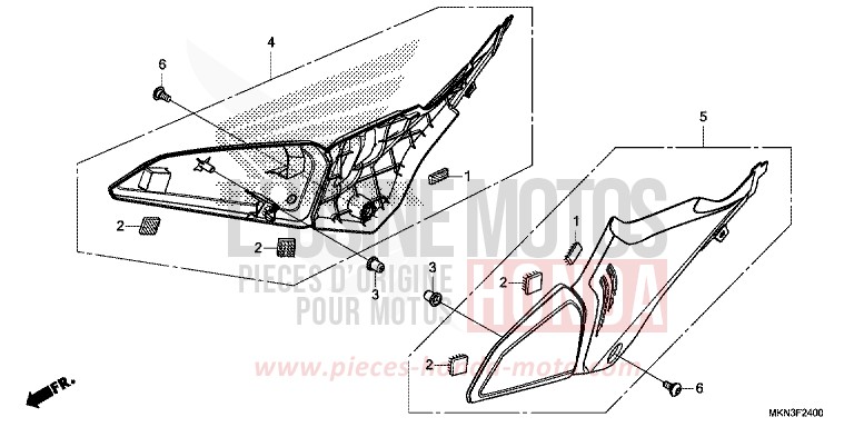 SEITENABDECKUNG von CB650R MAT CRYPTON SILVER MATALLIC (NHA40) von 2019