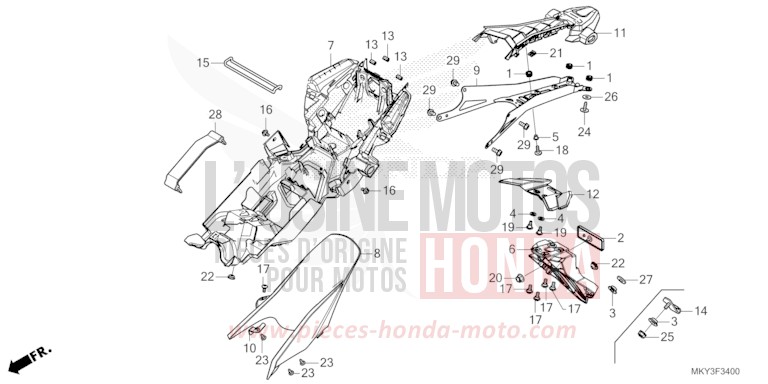 KOTFLUEGEL, HINTEN von CB650R MAT GUNPOWDER BLACK METALLIC (NH436) von 2021