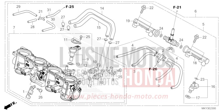 DROSSELKLAPPENGEHAEUSE von CB650R CANDY CHROMOSPHERE RED (R381) von 2022