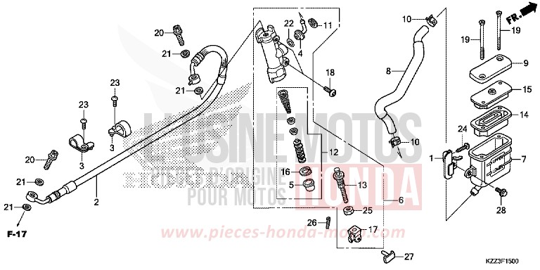 REAR BRAKE MASTER CYLINDER von CRF250L EXTREME RED (R292) von 2013