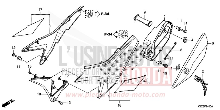 SEITENABDECKUNG von CRF250L EXTREME RED (R292) von 2013