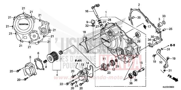 KURBELGEHAEUSEABDECKUNG von CRF250L EXTREME RED (R292) von 2015