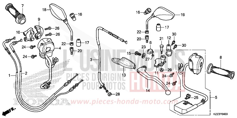 HEBELGRIFF/SCHALTER/KABEL/SPIEGEL von CRF250L EXTREME RED (R292) von 2015