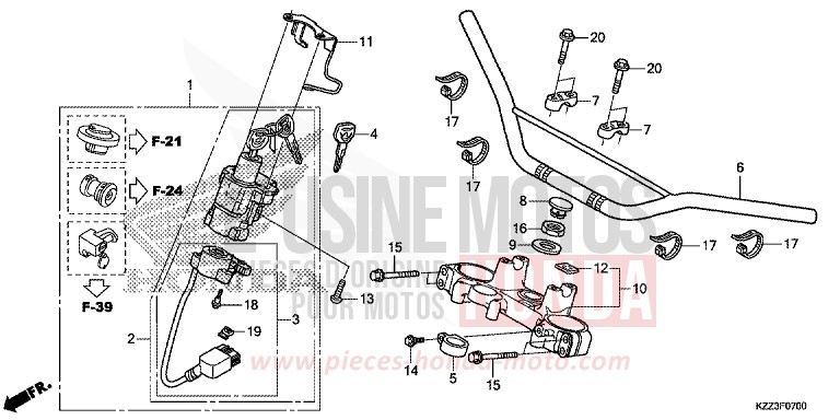 ROHRGRIFF/OBERE BRUECKE von CRF250L EXTREME RED (R292) von 2015