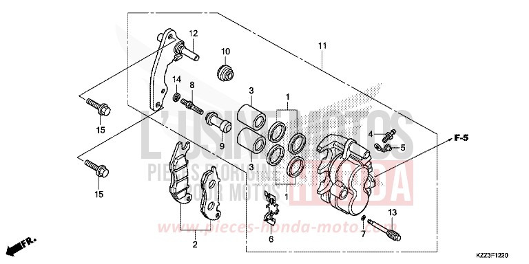 VORDERRAD-BREMSSATTEL von CRF250L EXTREME RED (R292) von 2015